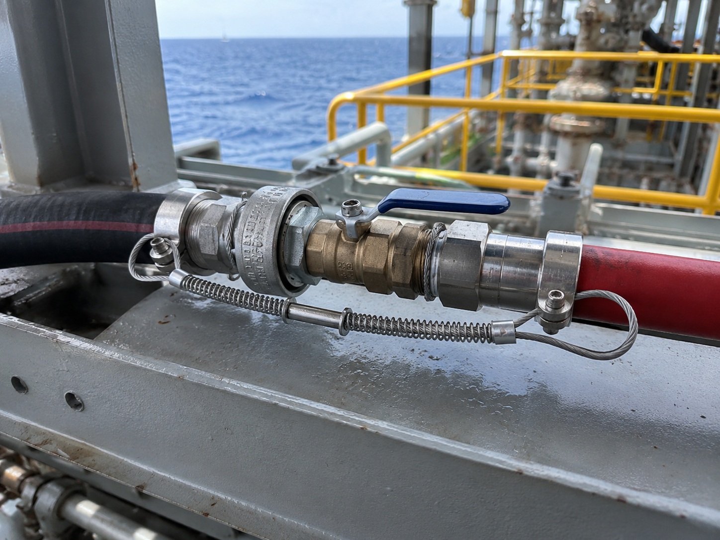 Stainless steel oilfield hose safety cable for offshore equipment